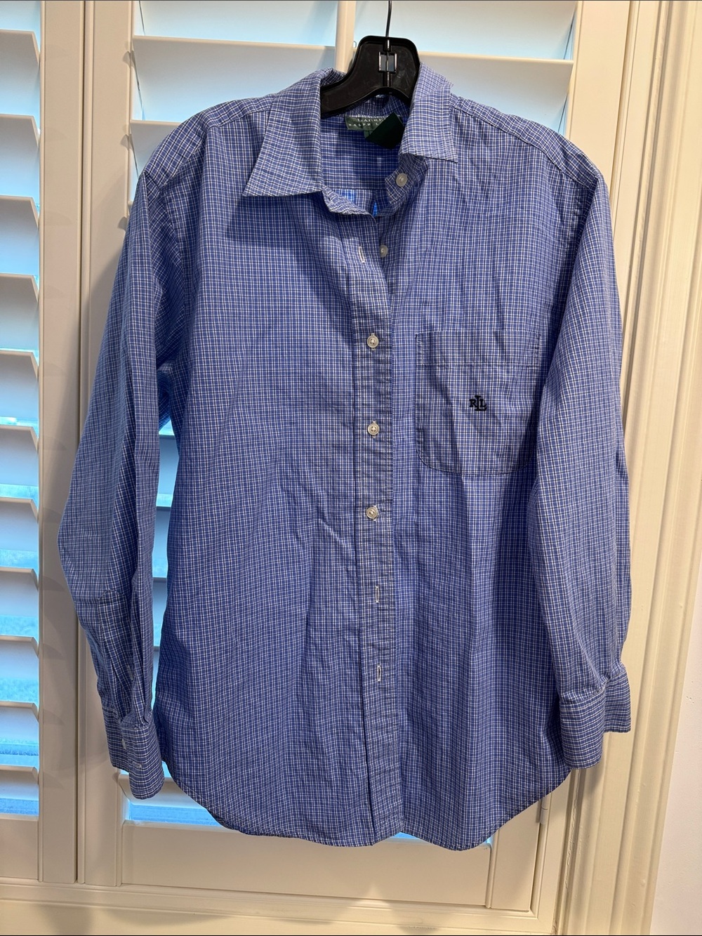 Ralph Lauren Blue Checked Long-Sleeve Dress Shirt